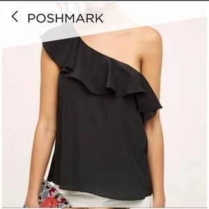Anthropologie Maeve black one shoulder top Size 10